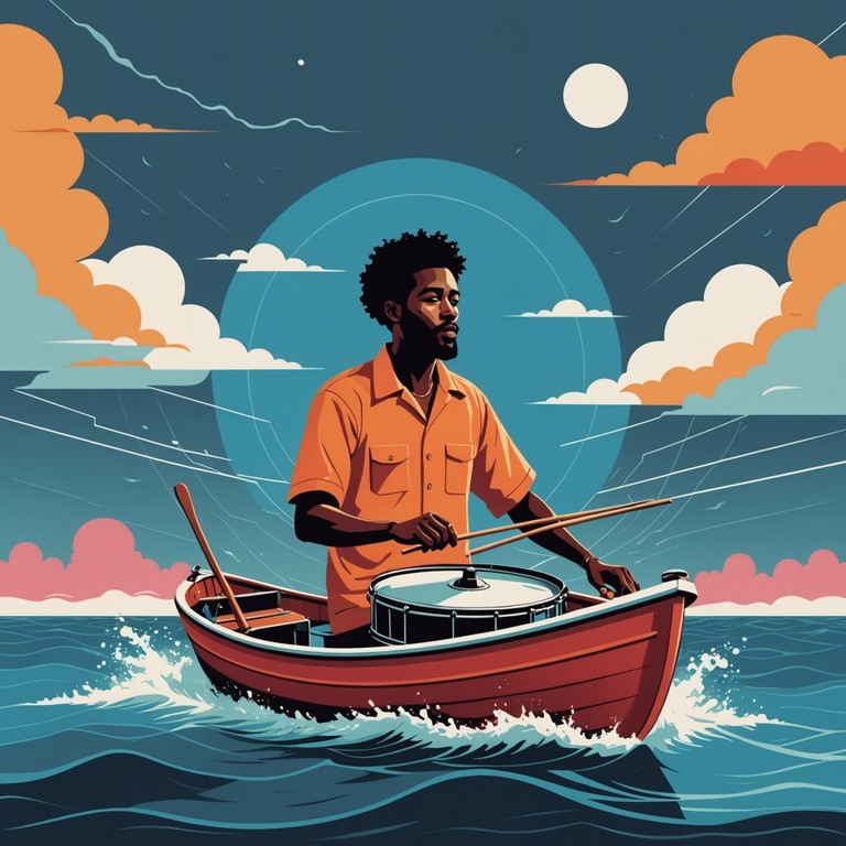 This piece combines the lively essence of calypso with the thematic elements of a turbulent sea adventure. It features a dynamic steelpan as the lead instrument, invoking the spirit of a caribbean storm with its high energy and rolling rhythms. The music captures the dance between the tumultuous waves and the spirited joy of island life, creating a vibrant yet intense atmosphere.