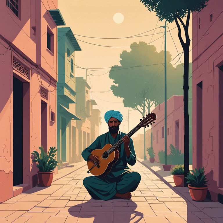 This track combines the lively rhythms of bangra with soothing, contemporary ambient sounds to create a peaceful yet culturally rich soundscape. The music evokes a tranquil walk through punjab's bustling streets during a quiet dawn.