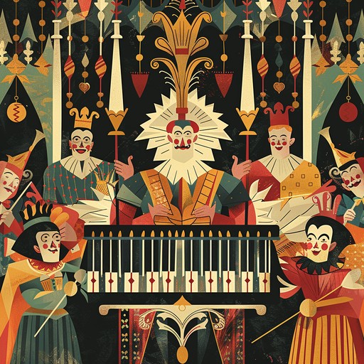 A novelty piece featuring a dynamic harpsichord as the sole instrument, embracing a playful and slightly erratic melody that conjures images of a comedic, light hearted scene in a royal court. The composition leverages baroque influences but introduces modern rhythmic elements that maintain a humorous and uplifting feel throughout the track.