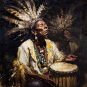 ancient tribal rhythms echo through misty jungle