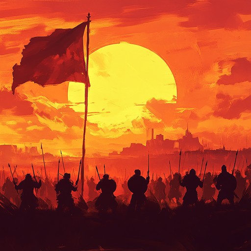 A dynamic instrumental featuring powerful stomping percussion and grand orchestral elements that inspire a sense of epic heroism and valor. The track crescendos with lush harmonies and rhythmic intensity, transporting listeners to scenes of legendary battles and triumphant returns. Ideal for cinematic moments of glory and inspired achievement.