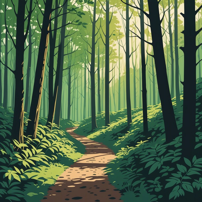 In this tranquil track, soft percussive stomps intertwine with delicate, flowing melodies to create a peaceful ambiance, reflective of a gentle stroll through a lush, sunlit forest. The music slowly builds in complexity while maintaining a soothing and serene atmosphere throughout.