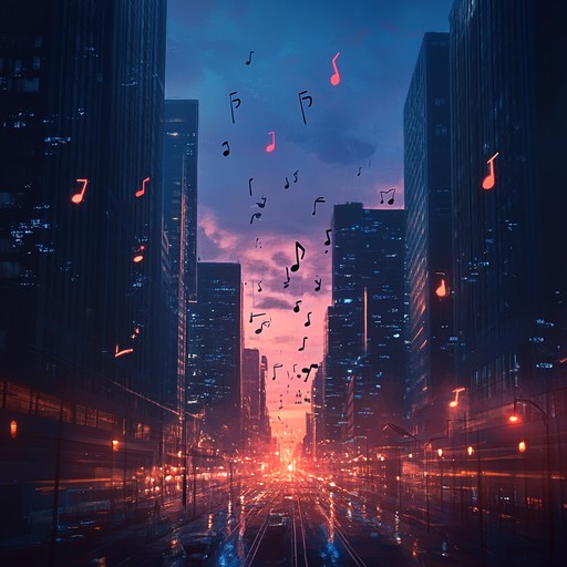 A soothing instrumental piece where mellow saxophone melodies dance with the ambient sounds of the city at dusk, creating a peaceful and introspective atmosphere that encapsulates the beauty of urban life after sunset.