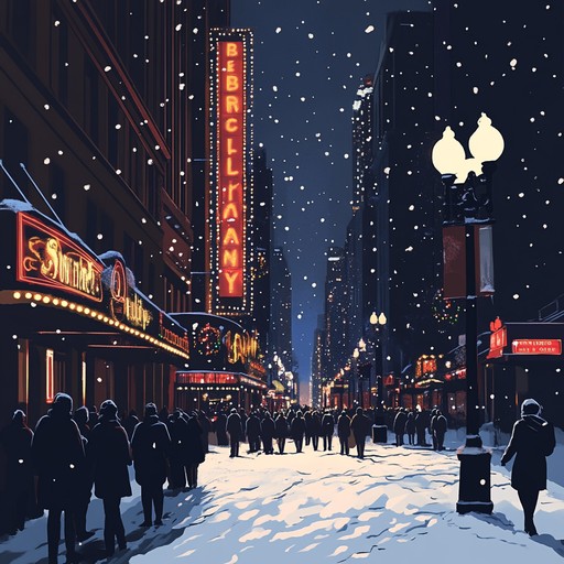 A lively and festive instrumental composition that captures the glittering lights and joyous atmosphere of broadway during the holiday season. The music sweeps listeners into a world of twinkling marquees, bustling streets, and the magic of theater in winter.