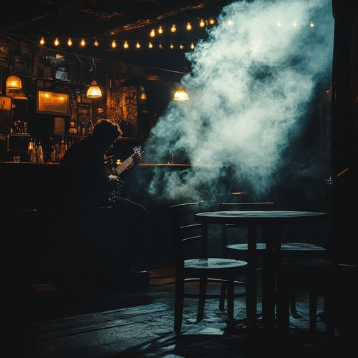 A deep and smoky blues rock track featuring sultry guitar riffs, slowly evolving to create a brooding yet intoxicating atmosphere. The track exudes a sense of smoky barroom allure, pulling listeners into a world of late night reflection and shadowy intrigue.