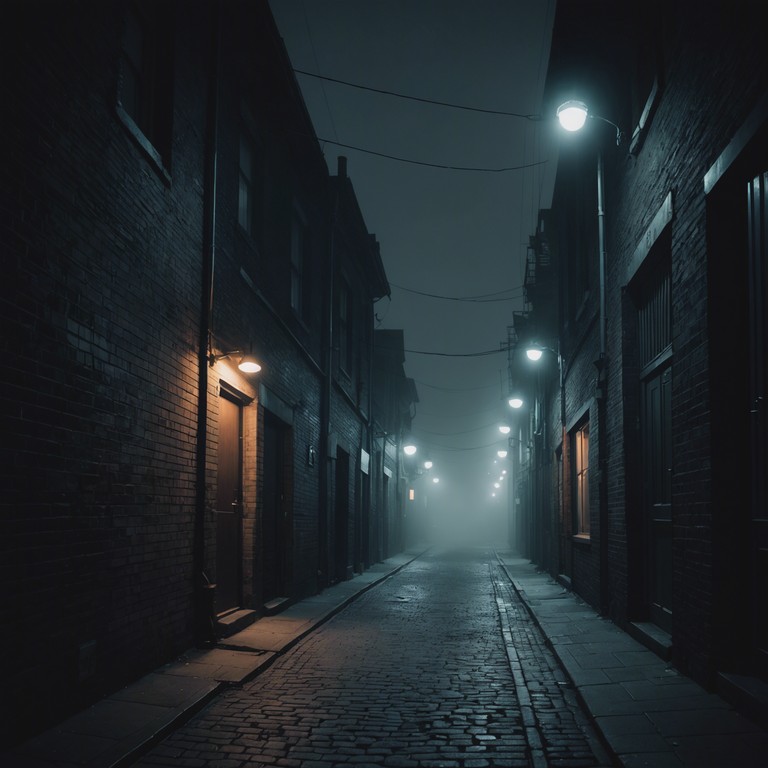 Imagine the suspense of walking through a shadow filled alley just after midnight. The music captures the heart pounding sensation of the unknown lurking in every corner, with deep bass lines and punctuating stark melodies that create a tense atmosphere.