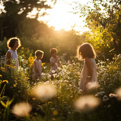 Picture a lush garden in full bloom, where friends and family gather under the golden afternoon sun. Gentle guitar strings mingle with soft piano chords, creating an atmosphere of warmth and joy. Every note encapsulates the simple, yet profound, beauty of shared human connection and the celebration of life's special occasions.