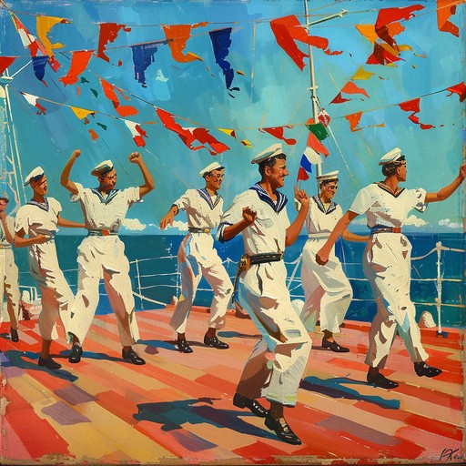 An energetic and lively track capturing the exuberant celebrations of russian sailors returning from a victorious voyage, featuring vibrant accordion melodies, dynamic rhythms, and maritime flair. Ideal for uplifting scenes or nautical themed stories.