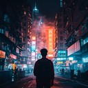 groovy instrumental capturing cyberpunk nightlife in a futuristic city.