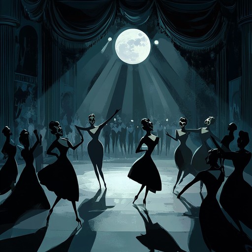 This instrumental piece evokes an enigmatic night in a haunted cabaret through its dark and mysterious waltz rhythm. Intricate piano melodies intertwine with haunting strings, creating a somber yet mesmerizing atmosphere, perfect for a moonlit masquerade.