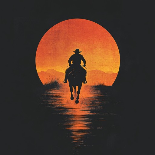 An instrumental western track featuring twangy electric guitars and driving rhythms, capturing rebellious outlaws riding into the sunset.