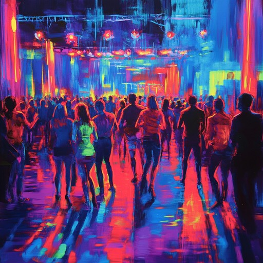 Experience the vibrant energy of a bustling urban nightlife, set to an infectious beat, with neon lights illuminating the dance floor. This track features frenetic rhythms and vibrant melodies designed to get everyone moving, capturing the essence of an unforgettable night out.