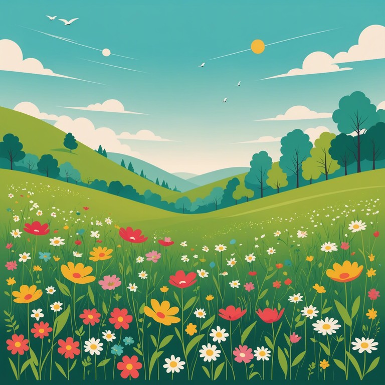 Imagine a musical piece where every note plays like a soft wind under the gentle sun, carrying the spirit of spring and renewal. It delicately balances between playfulness and serene reflections, perfect for inviting a thoughtful yet light hearted atmosphere.