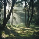 gentle afternoon in a serene medieval forest mood