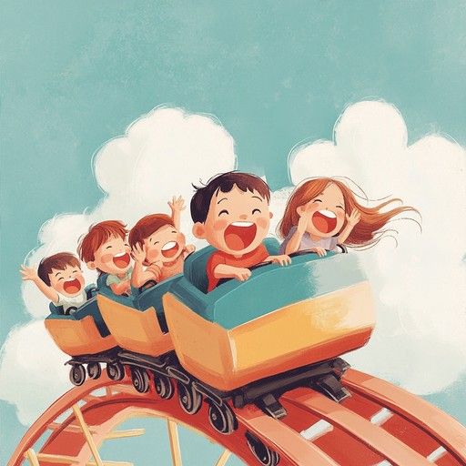 An energetic instrumental track that captures the excitement and exhilaration of a thrilling roller coaster ride for children, blending playful melodies with dynamic rhythms to create a sense of adventure and fun.