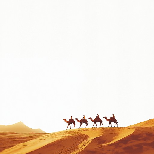 Experience the thrill of a bustling camel caravan through the desert, where traditional middle eastern sounds blend with exciting modern rhythms to create an adventurous atmosphere