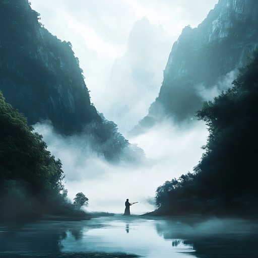 An ethereal instrumentation with soothing flute and ambient backgrounds, creating a calming atmosphere that feels like whispers in a sacred valley. It's a journey deep into spiritual introspection, ideal for meditation or peaceful relaxation.