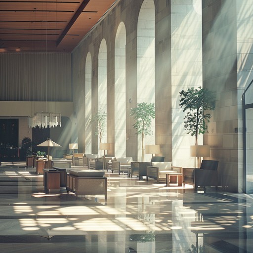 Imagine yourself in a serene hotel lobby, with the sun gently streaming in, creating a dance of light and shadows. The calming tones of a soft synthesizer fill the air, bringing a sense of tranquility and soothing your mind from the hectic pace of life. This track is designed to be a gentle backdrop, a musical embrace that washes away stress and promotes relaxation.