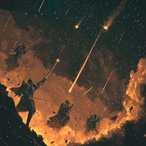 A majestic orchestral composition that captures the grandeur and drama of a galactic clash. The dynamic interplay between strings, brass, and percussion brings to life the tension and resolution of an epic heroic journey. Listeners are taken through soaring highs and dramatic lows, ultimately arriving at a triumphant victory