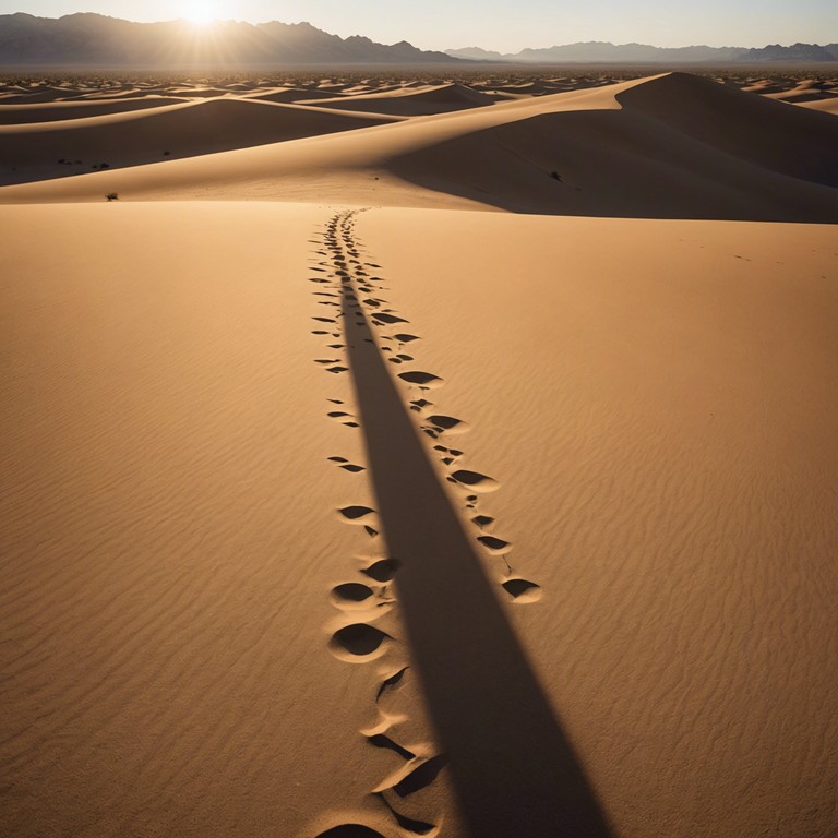 An energetic morning celebration under a rising sun in an expansive desert, utilizing traditional middle eastern instruments to convey the warmth and energy of dawn.