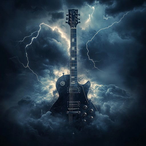 Powerful electric guitar solos build over thunderclaps and rain, creating an intense auditory experience. Perfect for channeling raw energy and aggression.