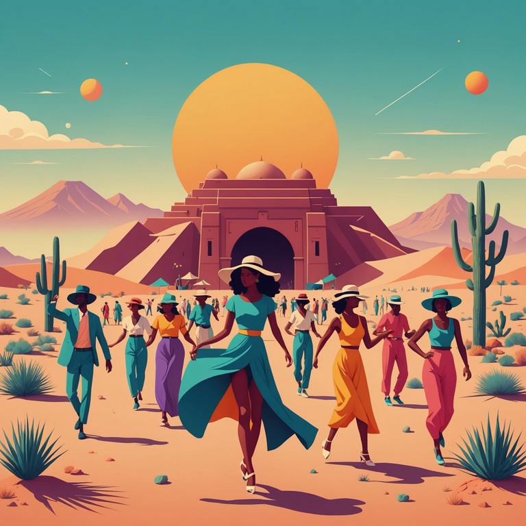 This track blends lively middle eastern rhythms with festive instrumentation, creating an atmosphere of celebration and community. The music captures the essence of a bustling marketplace or a joyful desert festival, filled with dancing and the spirit of togetherness.