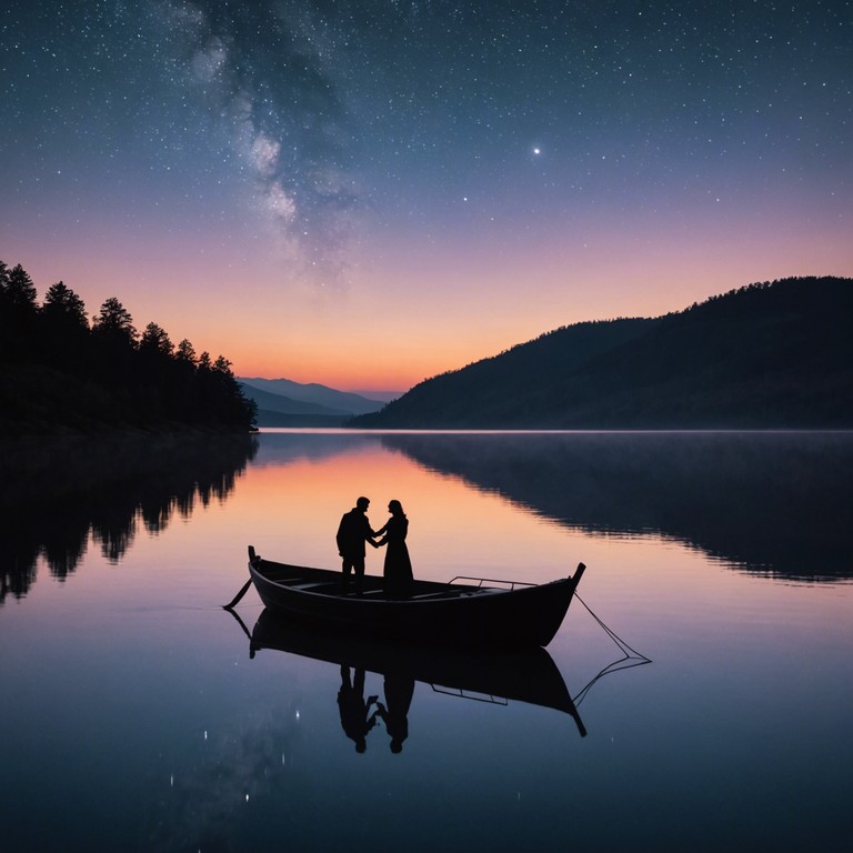 Imagine a soft tango played on the bandoneón, each note reflecting the gentle swaying of a couple dancing on a boat under a starry sky. The rhythm mirrors the calm ebb and flow of the surrounding waters, blending traditional tango with elements of serenity and depth.