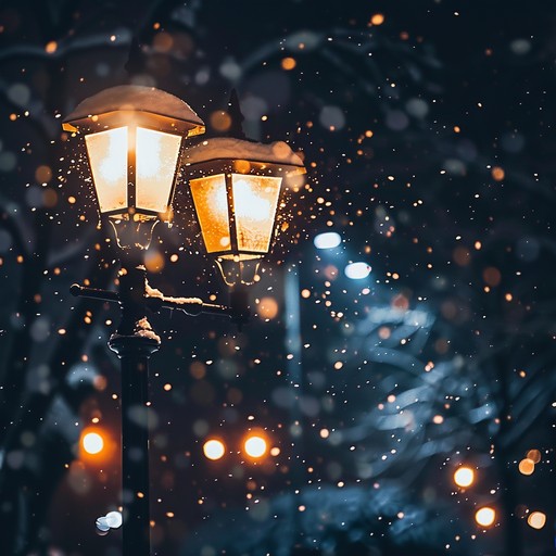 A relaxing, ethereal instrumental with delicate wind chimes and gentle piano, evoking the sense of a peaceful and mysterious snowy holiday evening