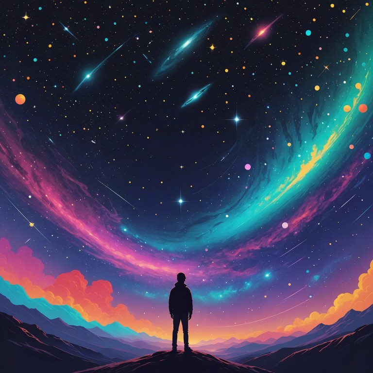 Allow this orchestral masterpiece to lift you into a realm where starlit skies and nebulas converge, guided by the ethereal melodies of the violin echoing through a cosmic expanse.