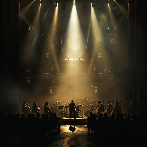 Experience a dramatic combination of orchestral strings and rock guitars that create a dark, thrilling atmosphere. The powerful crescendos and haunting melodies evoke a sense of menace and intensity, ideal for a foreboding musical journey.