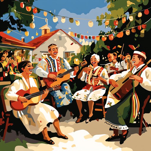 A cheerful and lively instrumental that fuses traditional chalga rhythms with whimsical folk melodies, evoking the joyous spirit of a village festival.