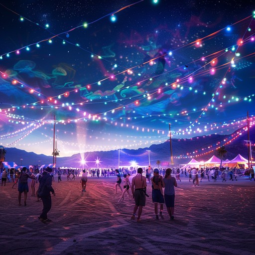 Capture the vivid energy of a desert festival where traditional rhythms merge with modern beats. A hypnotic blend of middle eastern instruments and electronic elements creates a pulsating dance track, perfect for igniting the spirit of an ancient celebration in a contemporary setting.