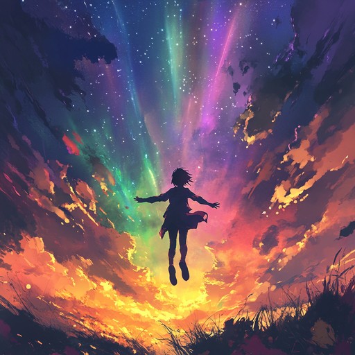 A captivating instrumental piece that encapsulates the sensation of soaring through anime inspired skies, with uplifting melodies and dynamic orchestration, instilling a sense of euphoria and wonder.