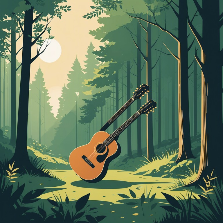 An exploration into the depth of personal reflection and serenity, facilitated by the strings of an acoustic guitar, crafting a peaceful meditative state amidst natural ambiance.