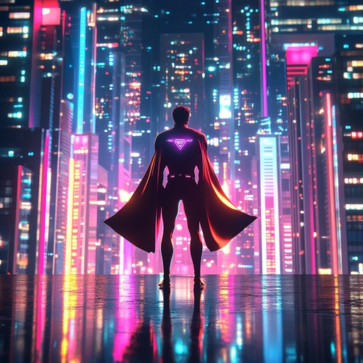 Picture a neon lit cityscape where humanity’s last heroes rise against oppressive forces. Powerful synth leads dominate the composition, supplemented by heavy basslines and pulsating rhythms that evoke a sense of urgency and bravery. Futuristic sound effects and dynamic transitions elevate this thrilling cyberpunk anthem.