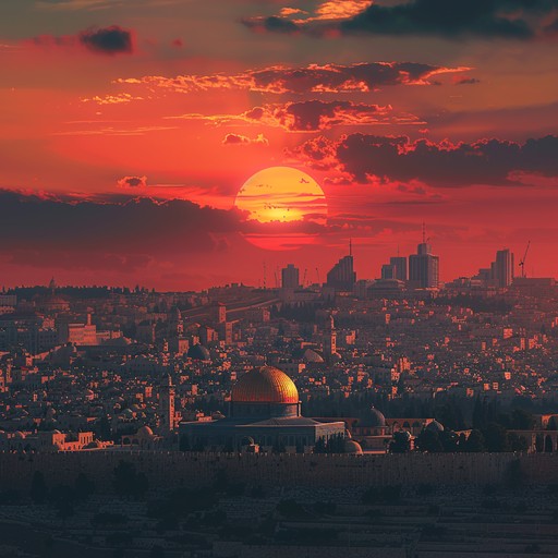 A graceful merging of traditional jewish sounds with modern elements, highlighted by a heartfelt violin melody, evoking the beauty of jerusalem at golden hour.