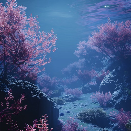 Experience a soothing auditory escape into the depths of a serene ocean, where ambient synths mimic the gentle flow of water and the glistening dance of light on the seabed, crafting a perfect soundscape for relaxation and deep thought.