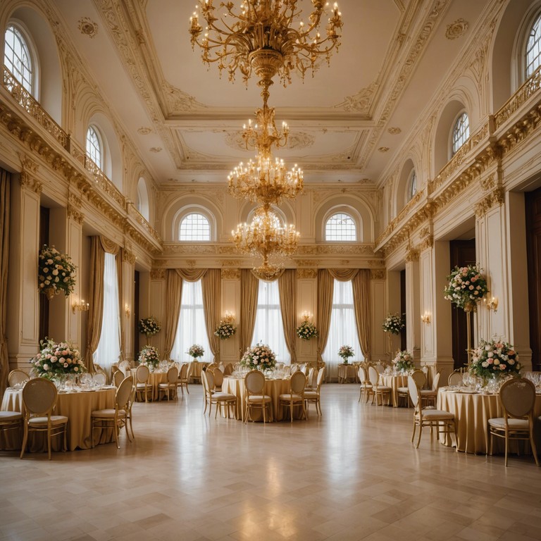 A lively baroque style composition that captures the vibrant atmosphere of a sunlit dance in the grand halls of versailles. Intricate melodies and harmonious rhythms coincide to evoke the elegance and excitement of an 18th century royal celebration.