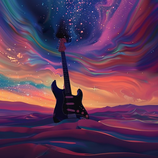 Enter a mystical desert night with eerie electric guitar blues, blending reflective and dreamy notes to capture an expansive and trippy ambiance.