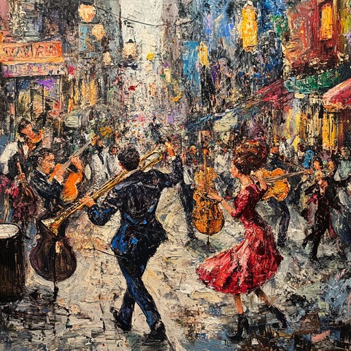 An energetic piece combining discordant melodies and frenetic rhythms, inspired by the chaos of street festivals around the globe. Blending gypsy jazz, balkan beats, and carnival sounds, it offers a wild and unpredictable musical experience.