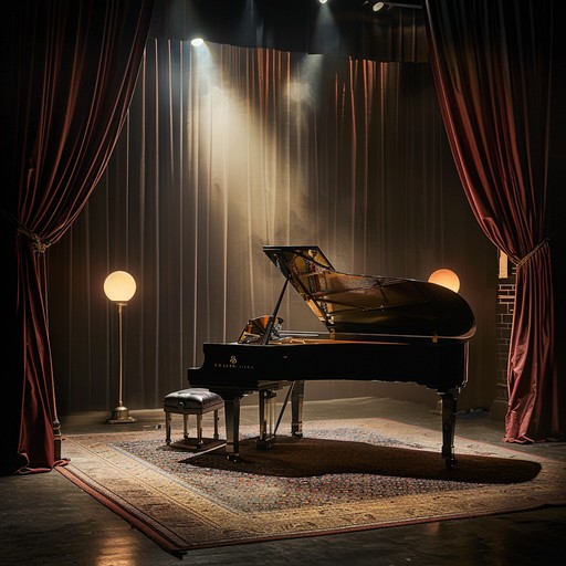 This hauntingly beautiful instrumental captures the lush elegance of vintage cabaret. Delicate piano notes dance gracefully through rich string arrangements, creating an otherworldly atmosphere of opulence and sophistication. The music paints a vivid picture of a moonlit ballroom filled with charm and grace, enveloping listeners in a magical and nostalgic auditory journey.