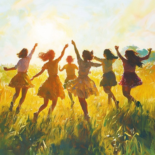 A joyous instrumental composition featuring spirited guitar strumming, foot tapping rhythms, and lively melodies that evoke the feeling of dancing in a sunny meadow. The playful interplay of acoustic instruments creates a vibrant and celebratory atmosphere perfect for uplifting moments.