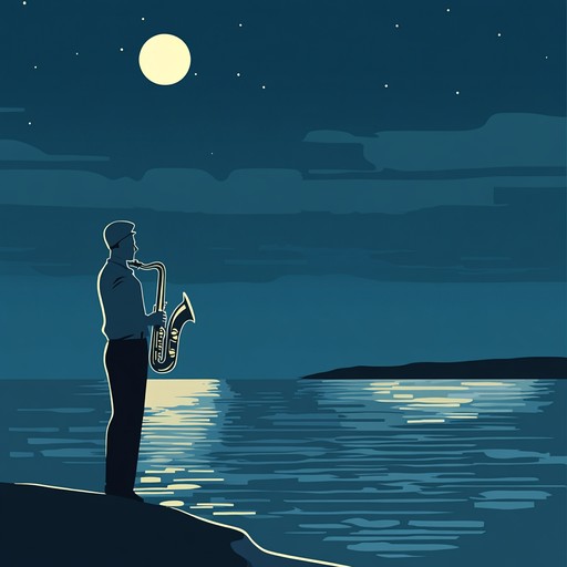 A gentle instrumental piece combining smooth soul rhythms with improvisational jazz elements, creating a tranquil ambiance reminiscent of a calm night by the sea.