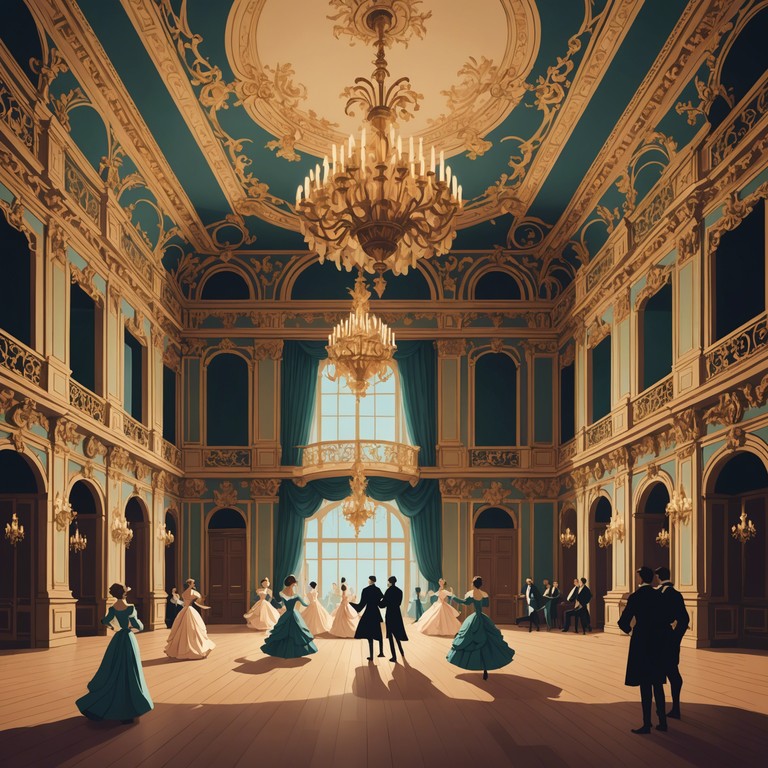 A musical journey that brings the grandeur and grace of a baroque ballroom to life through delicate and elegant melodic structures. The piece evokes images of opulent gowns and courtly dances under candlelit chandelors, conveying a sense of refined beauty and historical depth.