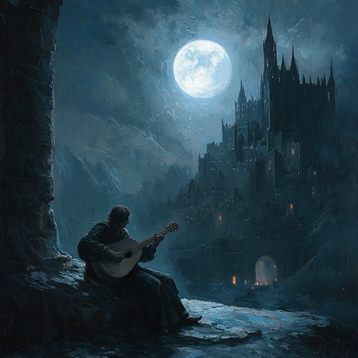 A melancholic yet hopeful instrumental piece that captures the essence of a wandering troubadour playing soft melodies on the lute, evoking memories of love lost and journeys taken, set against the backdrop of medieval landscapes.