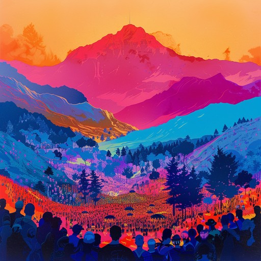 An invigorating folk rock composition encompassing joyful rhythms and emotive melodies. The energetic electric guitar harmonizing with folk tunes brings memories of mountain festivals to life.