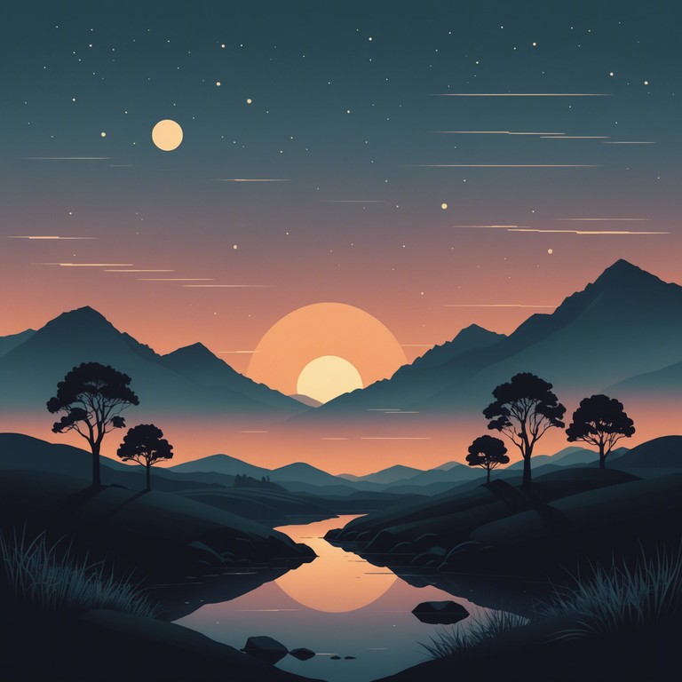 Imagine exploring a landscape at night where every dark corner hides a spark of joy, crafted through the deep vibrations of an electric bass, echoing the complexity of emotions mingled with a serene ambiance.