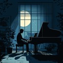 gentle piano melodies evoke calm under a moonlit sky