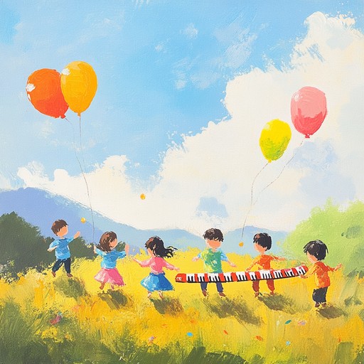 An upbeat instrumental track featuring cheerful xylophone melodies and lively rhythms designed to get children moving and smiling. The music radiates joy and playfulness, perfect for a fun dance session under the sunshine.