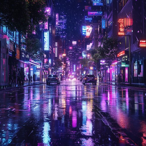 A dreamy instrumental track that combines ethereal synth melodies with groovy bass lines and smooth rhythms, evoking the sensation of wandering through neon lit city streets at night.